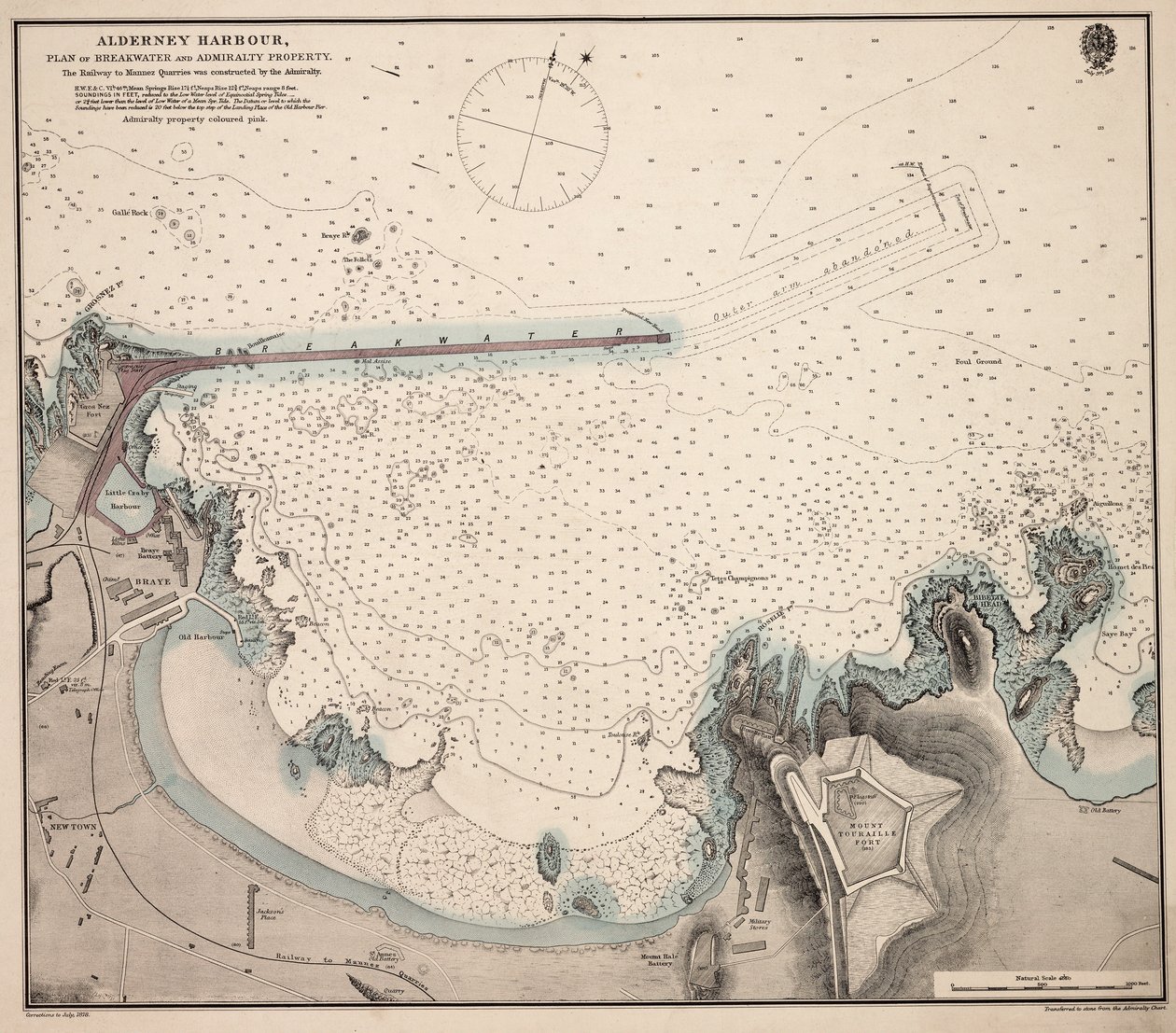 Alderney Hafen, Plan des Wellenbrechers und des Admiralty-Geländes von British School