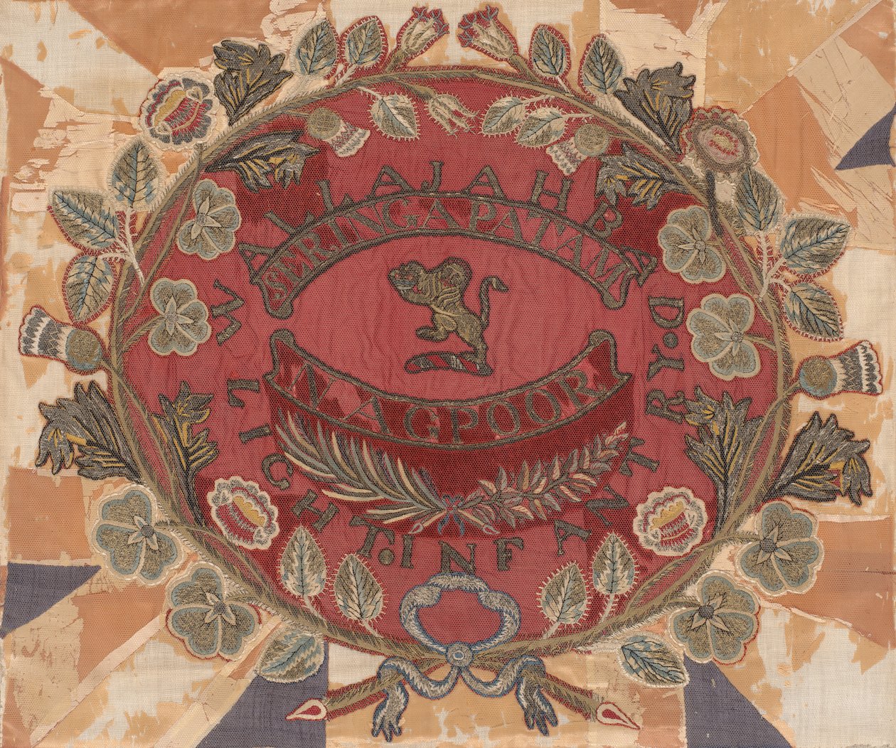Zweite oder Regimentsfarbe Mitte, 23. oder Wallajabad Leichte Infanterie, Madras von British School
