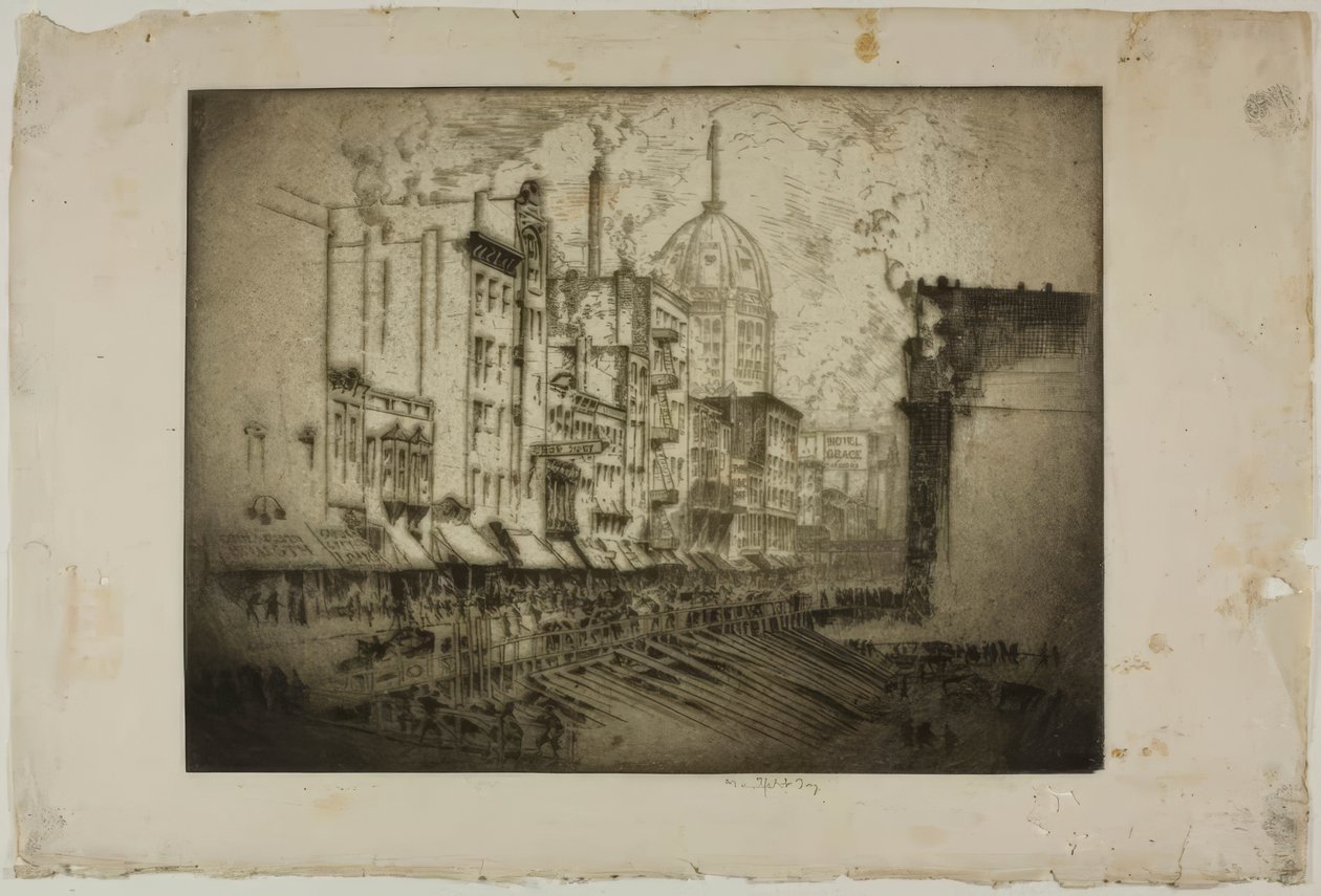 Chicago - Clark Street, Ecke Harrison Street von Bror Julius Olsson Nordfeldt