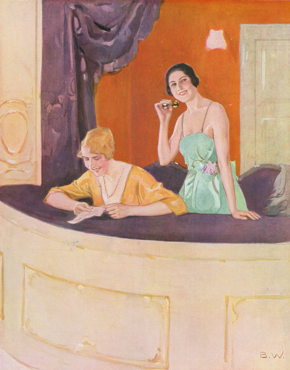Zwei Frauen in einer Loge bei der Oper von Brynolf Wennerberg