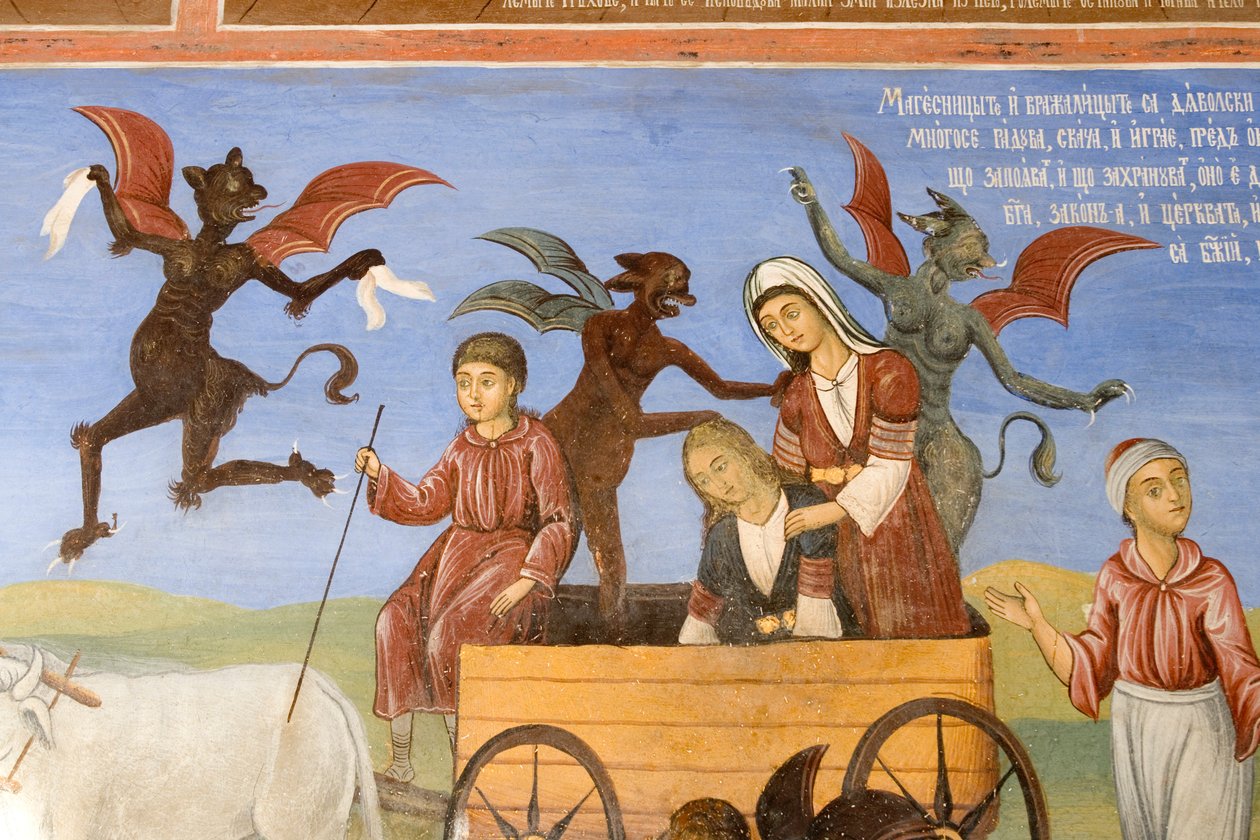 Bulgarien, Rila-Kloster, Fresko in der Kirche der Geburt der Jungfrau von Bulgarian School