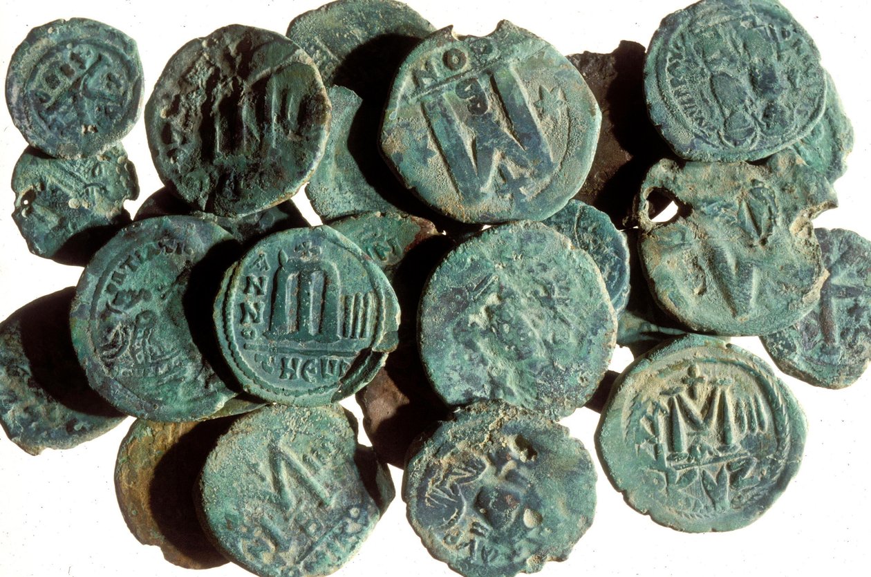 Münzen, gefunden bei den Ausgrabungen in Tiberias von Byzantine