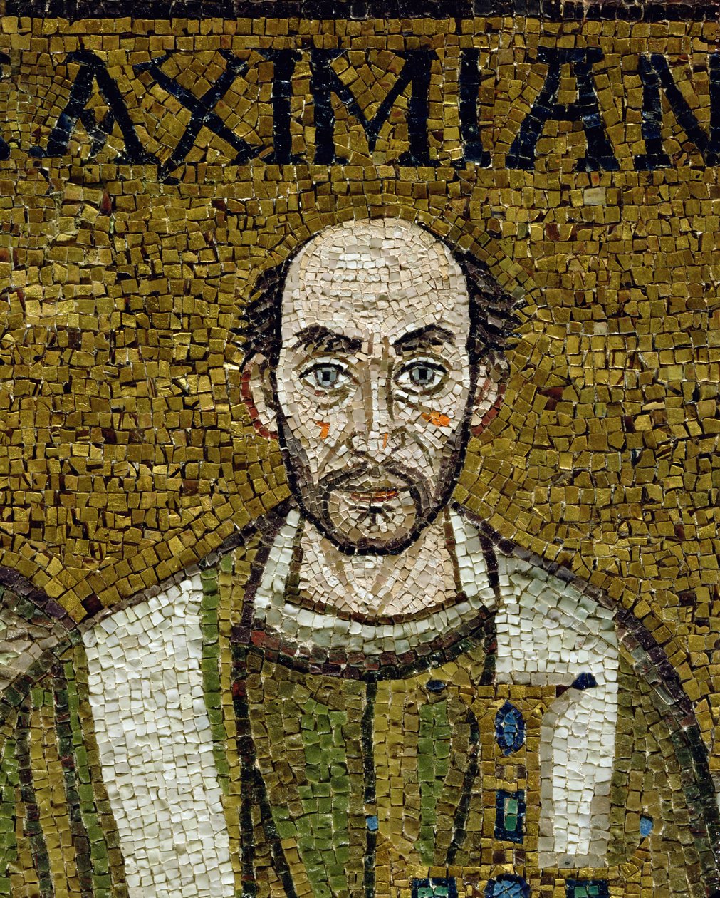 Das Gesicht von Massimiano (Mosaik) von Byzantine School
