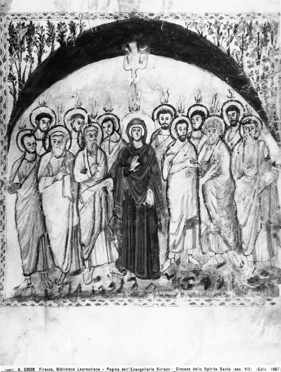 Herabkunft des Heiligen Geistes, Folio aus den Rabula-Evangelien, 586 n. Chr. von Byzantine School