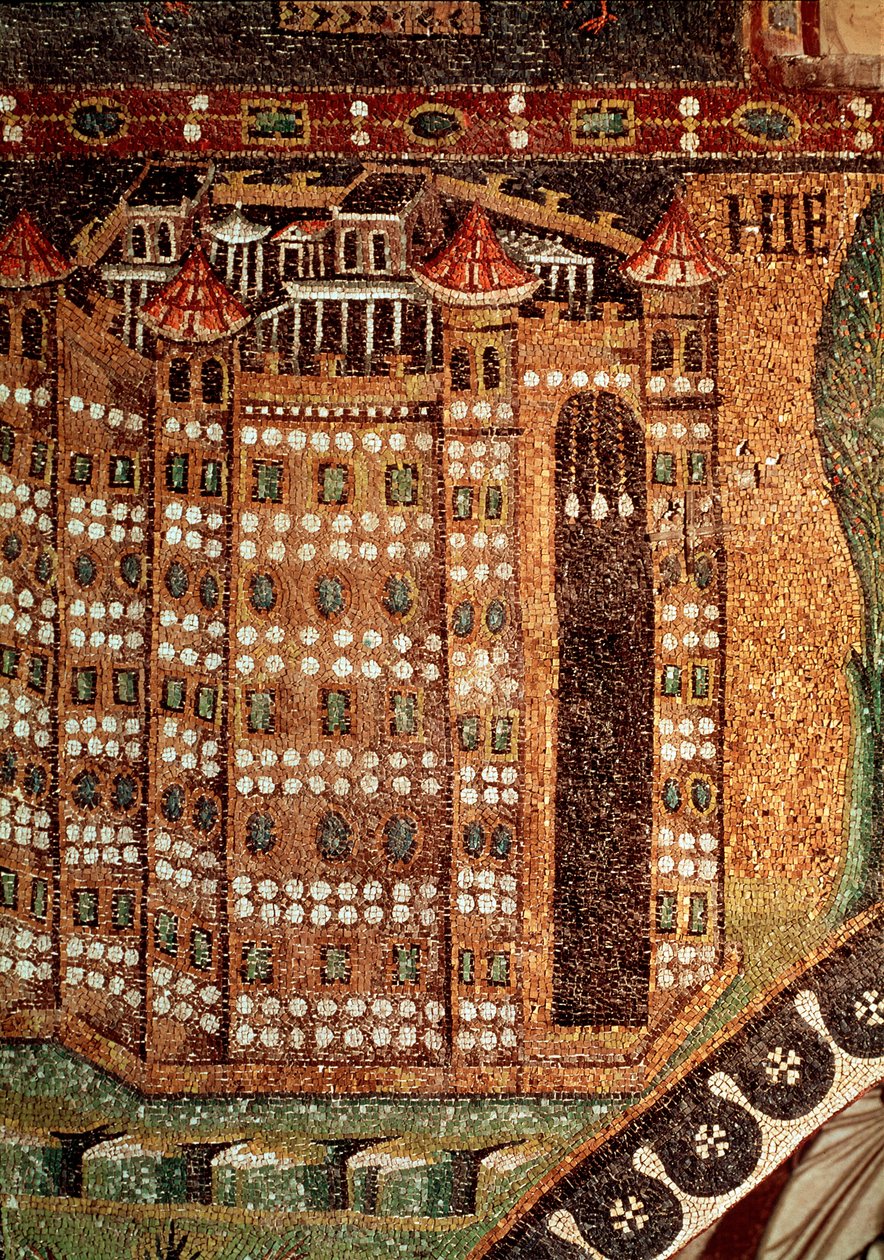 Ansicht von Jerusalem (Detail des Mosaiks, 6. Jahrhundert) von Byzantine School