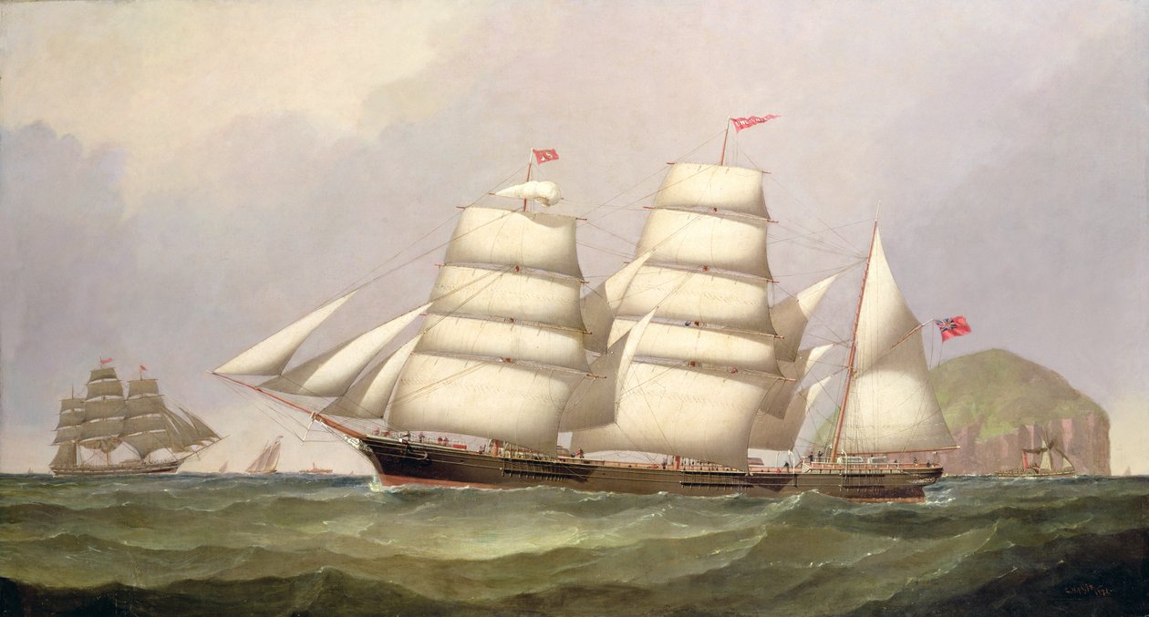 Die Bark "Undaunted" vor Ailsa Craig, mit Handelsschiffen im Hintergrund von C.H. Fyfe