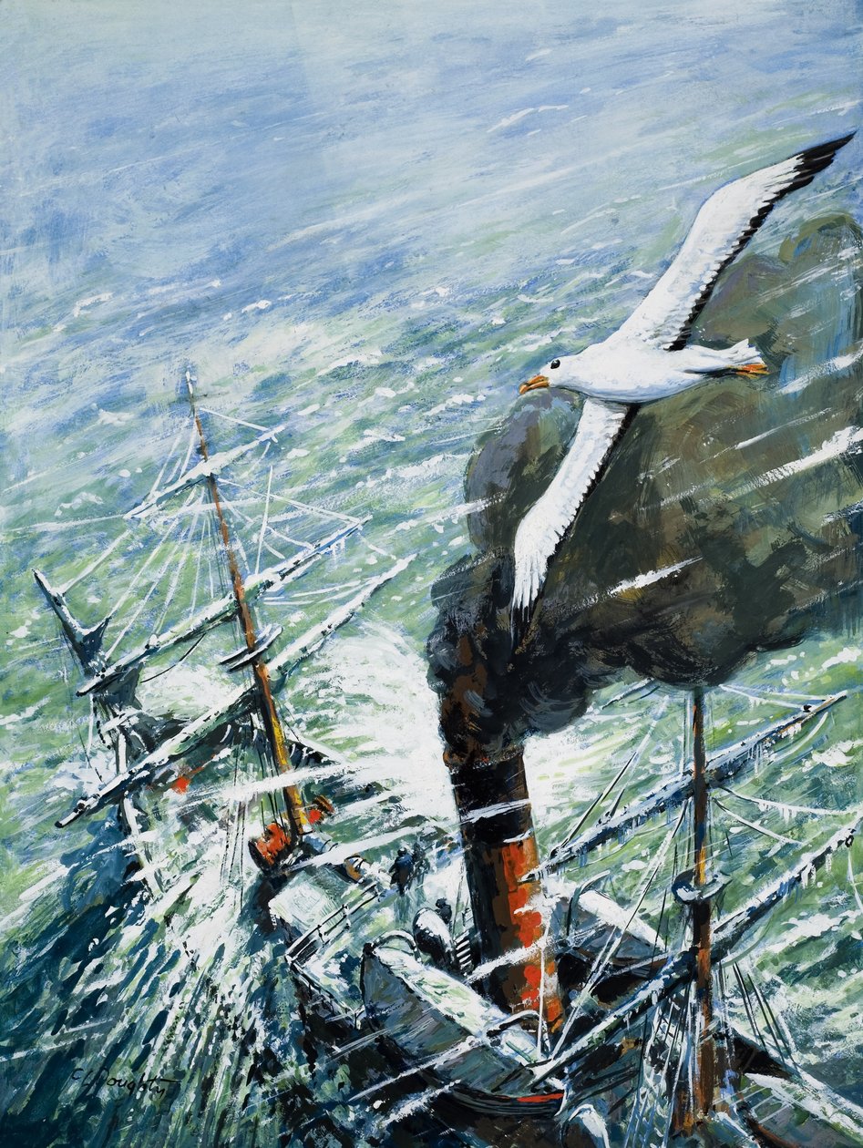 Sir Ernest Shackletons Antarktis-Expedition auf der Quest 1921-22 (Gouache auf Papier) von C.L. Doughty