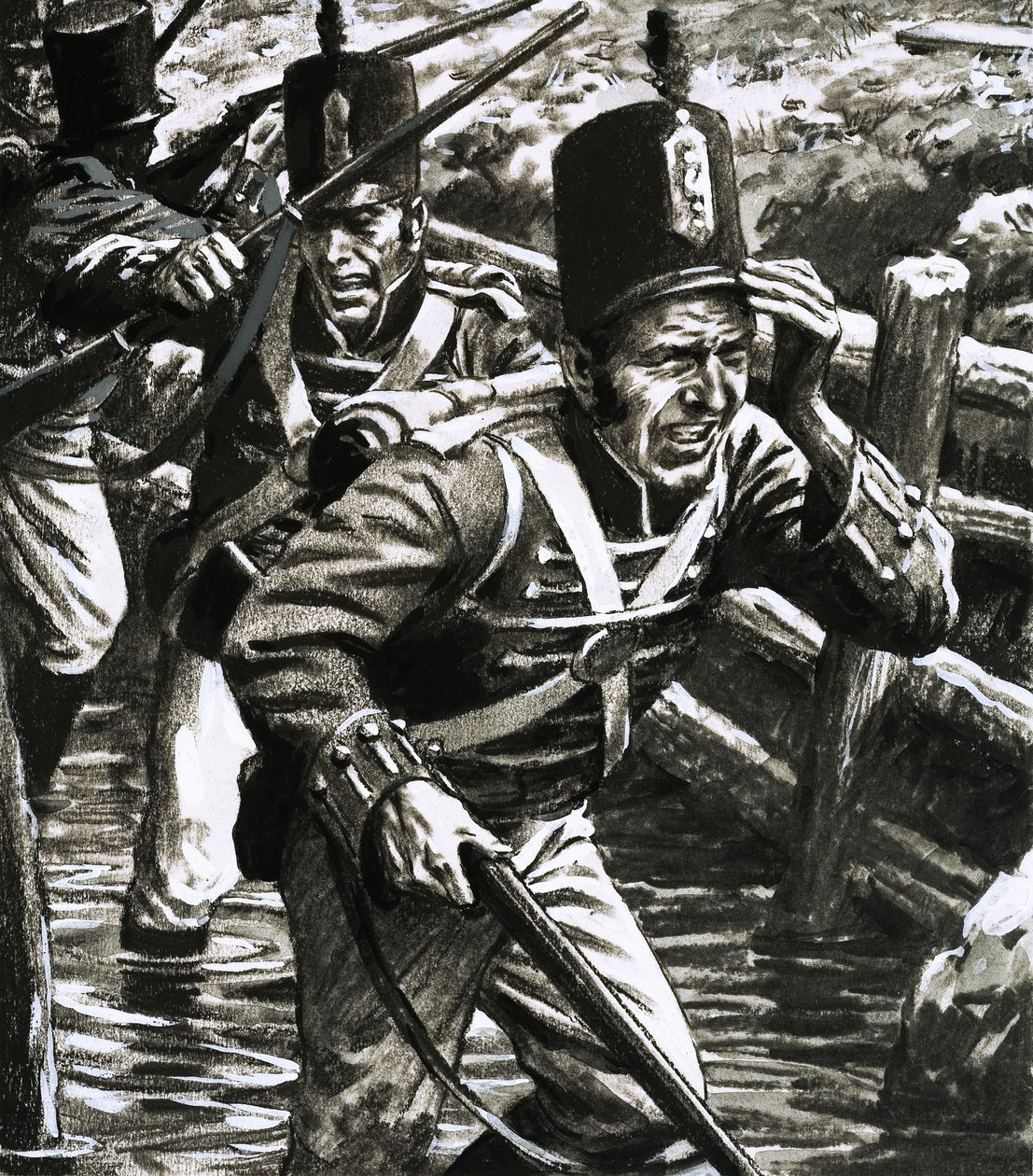 Soldaten in den überfluteten britischen Linien bei Vlissingen von C.L. Doughty