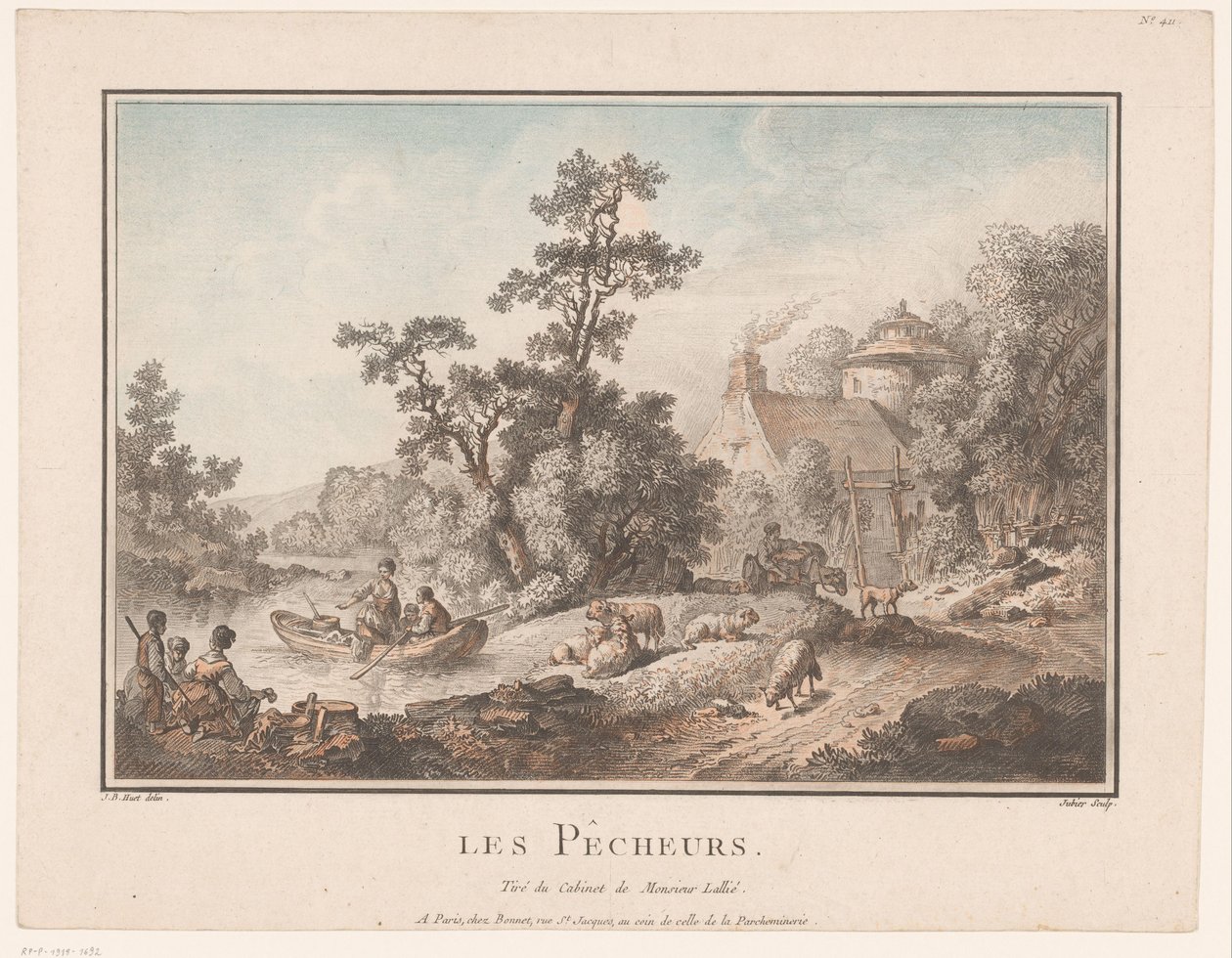 Landschaft mit Hirten und Fischern von C.L. Jubier