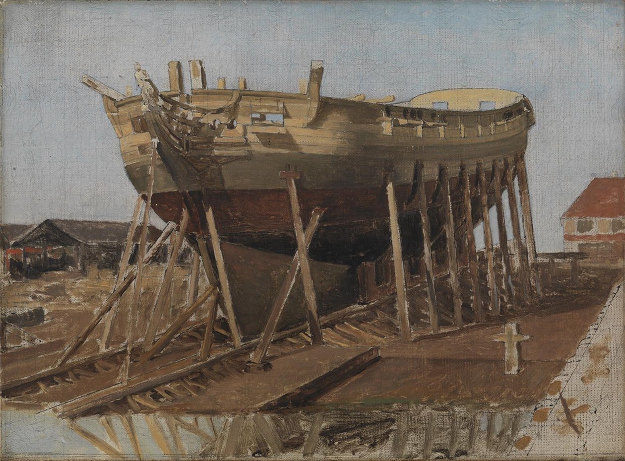 Eine Korvette im Bau. Kopenhagen von Christoffer Wilhelm Eckersberg