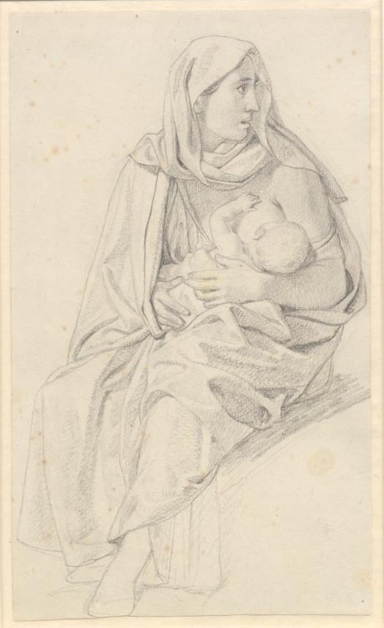 Moses teilt die Wasser und die Armee des Pharao wird verschlungen - Studie für eine israelitische Mutter und ihr Kind von Christoffer Wilhelm Eckersberg