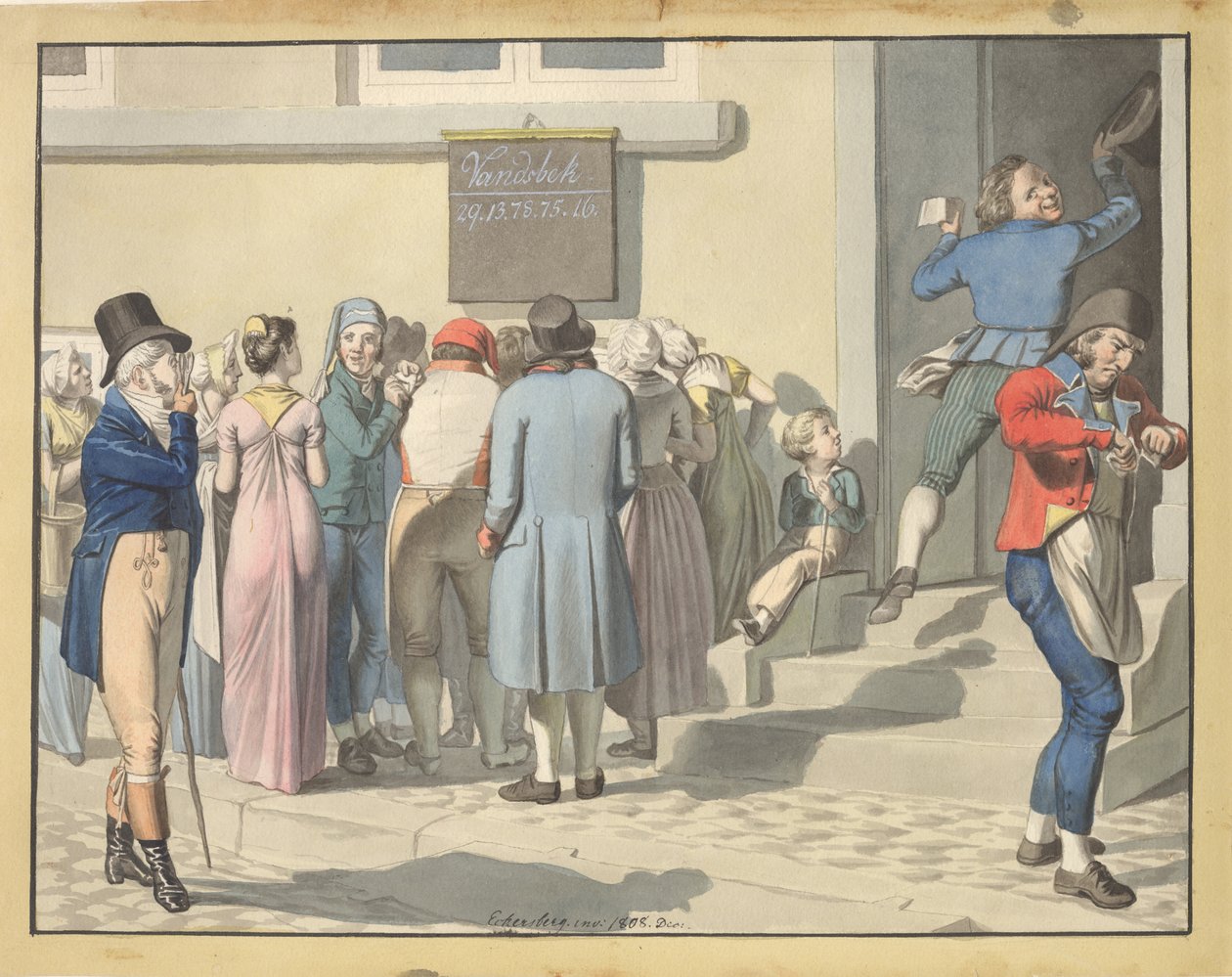 Vor der Lotterieagentur von Christoffer Wilhelm Eckersberg