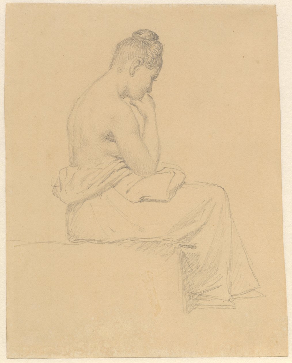 Sitzendes weibliches Modell von hinten gesehen. von Christoffer Wilhelm Eckersberg