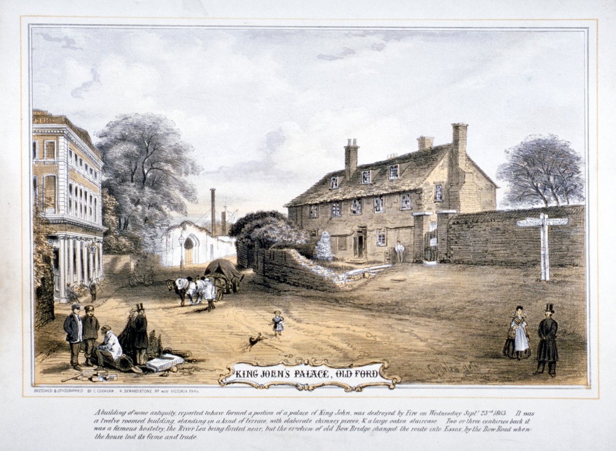 Ansicht des Palastes von König John, Old Ford, Poplar, London, ca. 1863 von C Coghlan