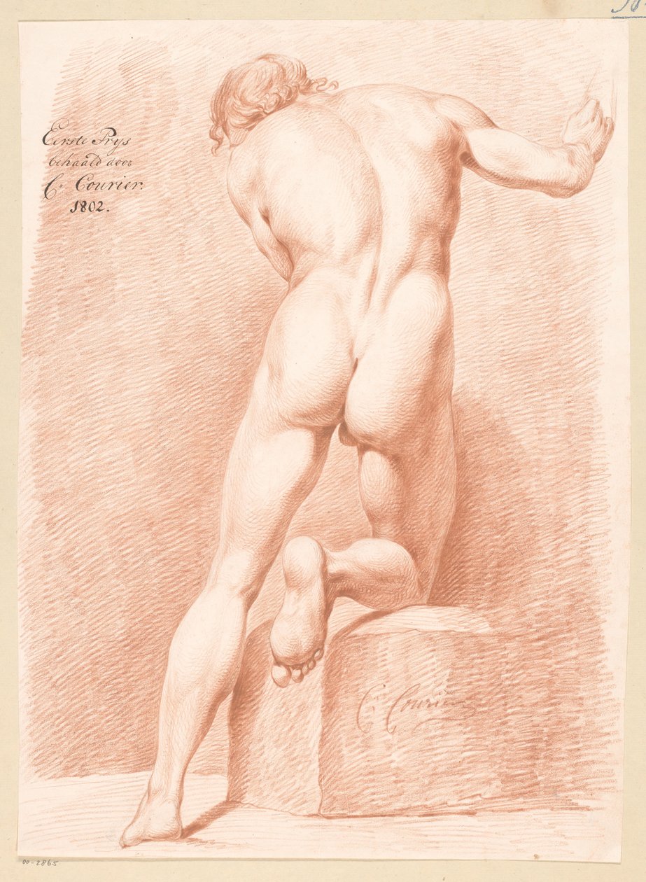 Stehender männlicher Akt von hinten gesehen (1. Preis 1802) von C. Courier