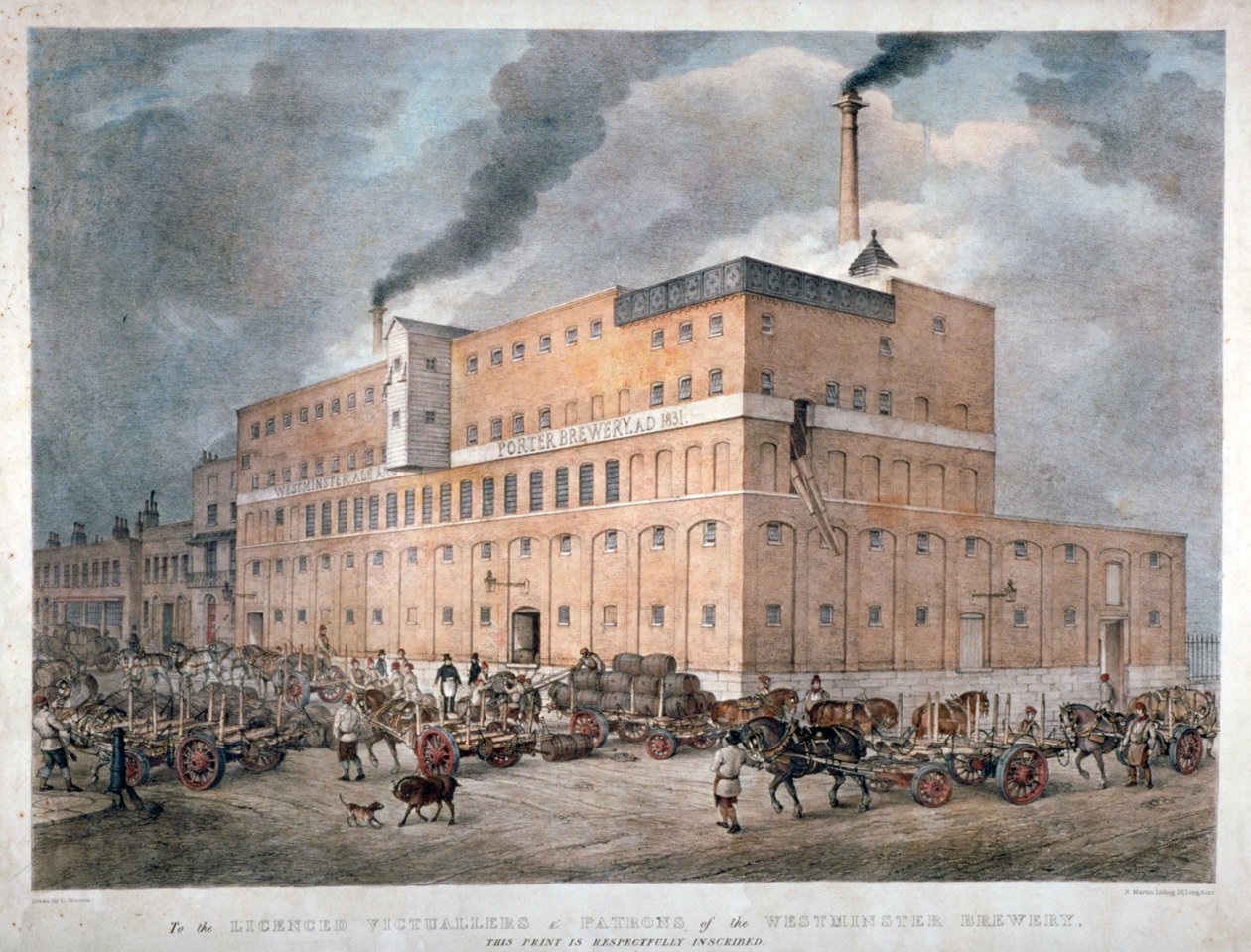 Westminster Ale und Porter Brauerei an der Horseferry Road, London, ca. 1840 von C Warren