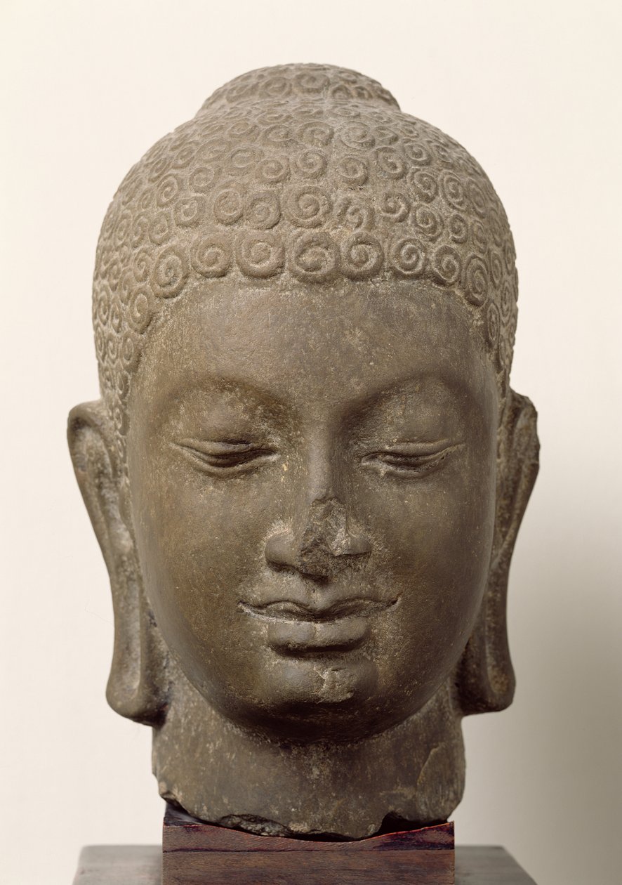 Kopf des Buddha, aus Vat Romlok, Angkot Borei, 6.-7. Jahrhundert von Cambodian School