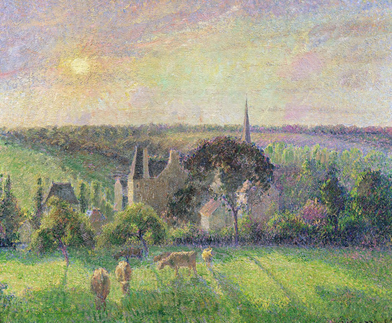 Die Kirche und der Bauernhof von Eragny, 1895 von Camille Jacob Pissarro
