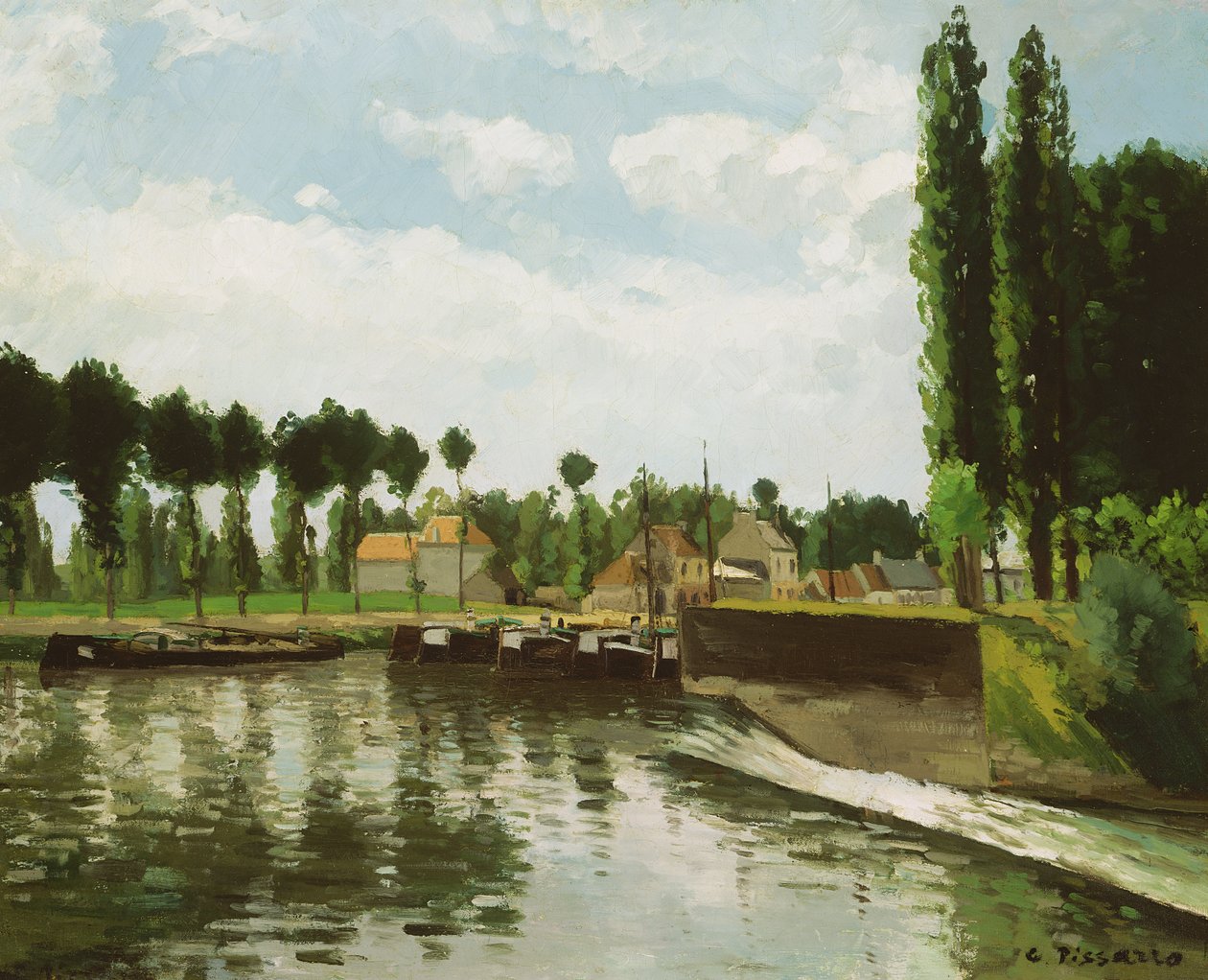 Die Schleuse von Pontoise, 1869-70 von Camille Jacob Pissarro
