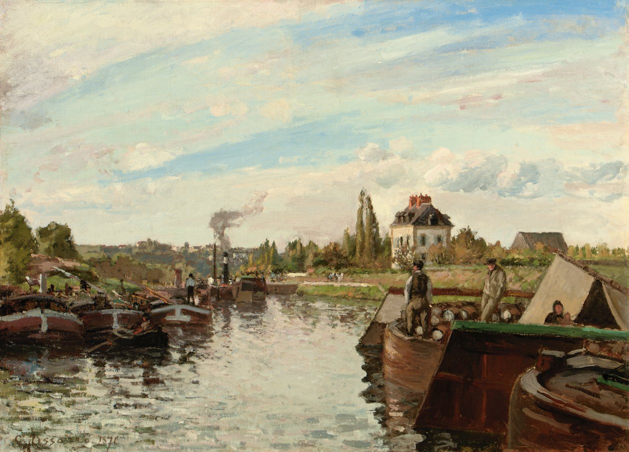 Barke auf der Seine bei Bougival, 1871 von Camille Jacob Pissarro