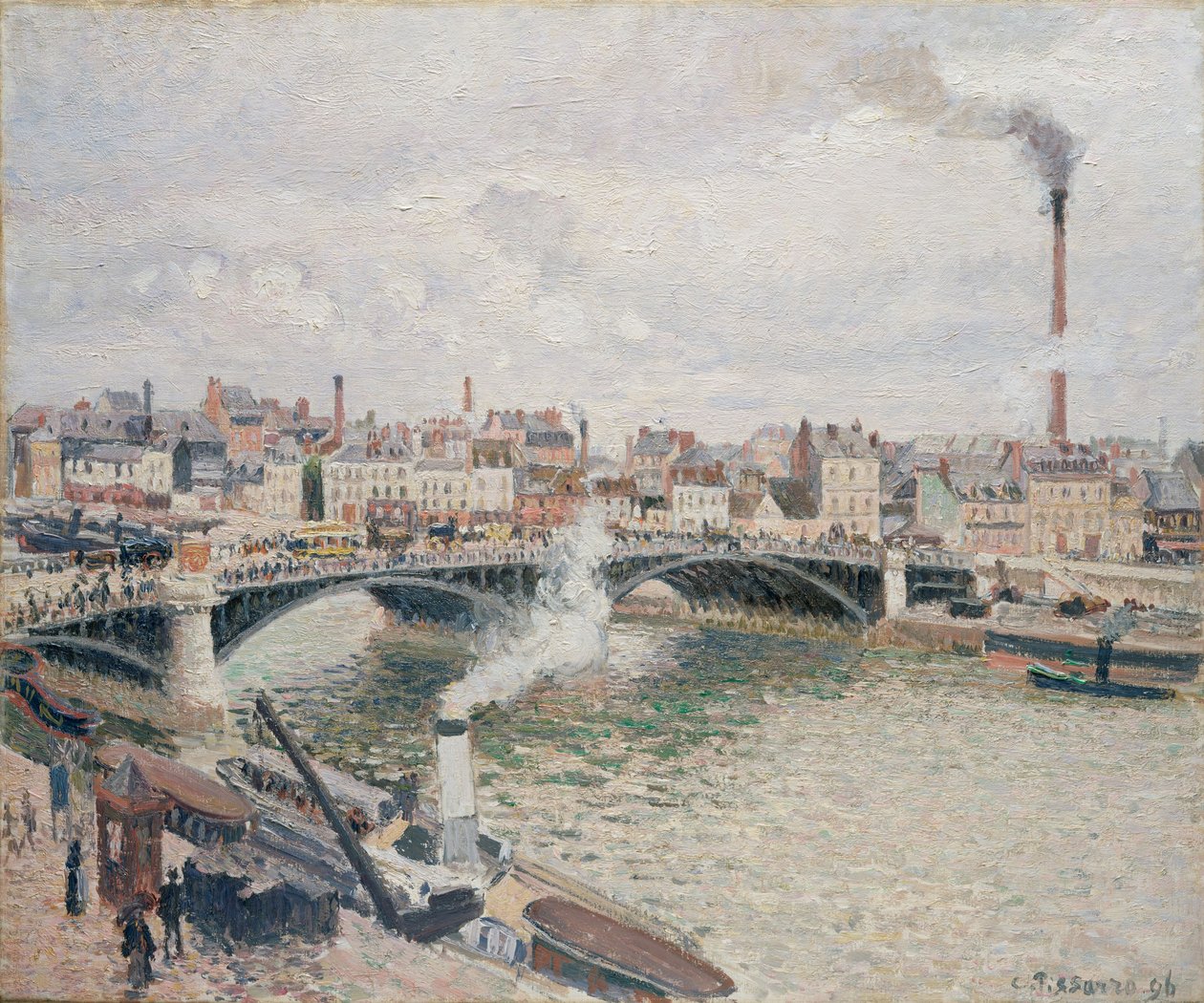 Morgen, ein bewölkter Tag, Rouen, 1896 von Camille Jacob Pissarro