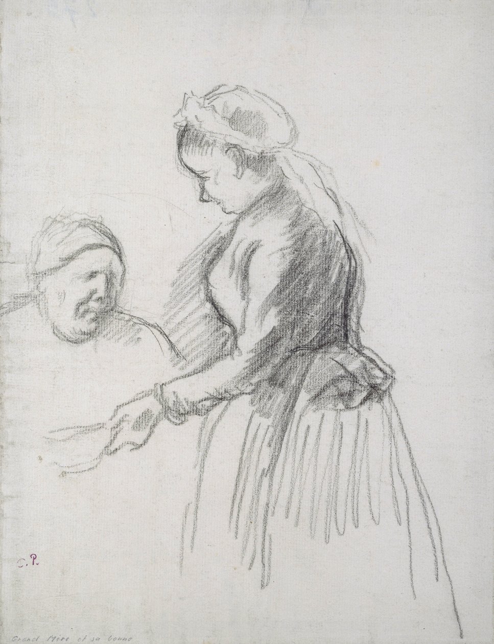 Studie der Mutter des Künstlers mit ihrer Magd von Camille Jacob Pissarro