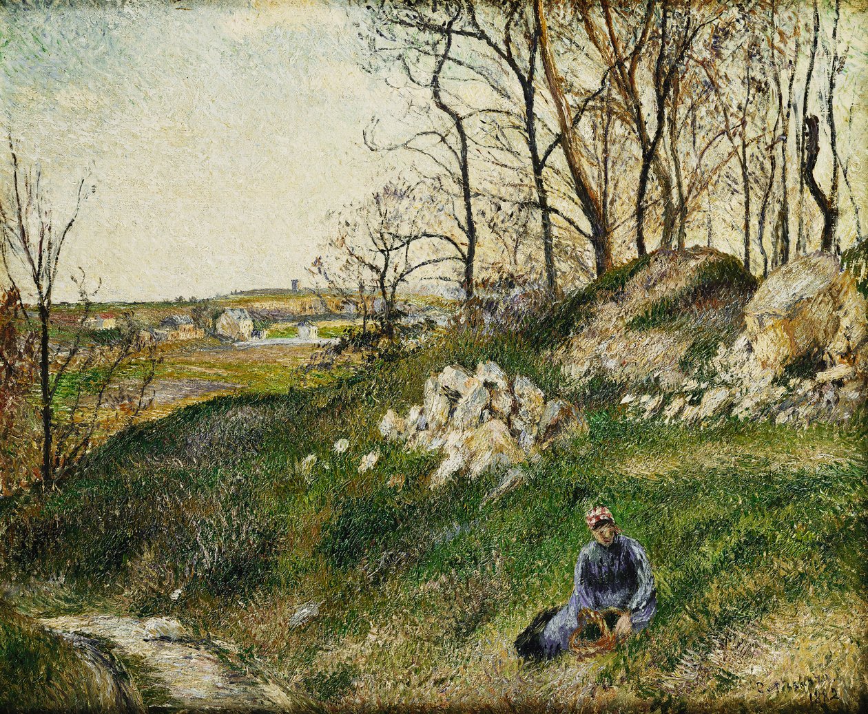 Die Kohlpflücker, Pontoise; Les Carrieres du Chou, Pontoise, 1882 von Camille Jacob Pissarro
