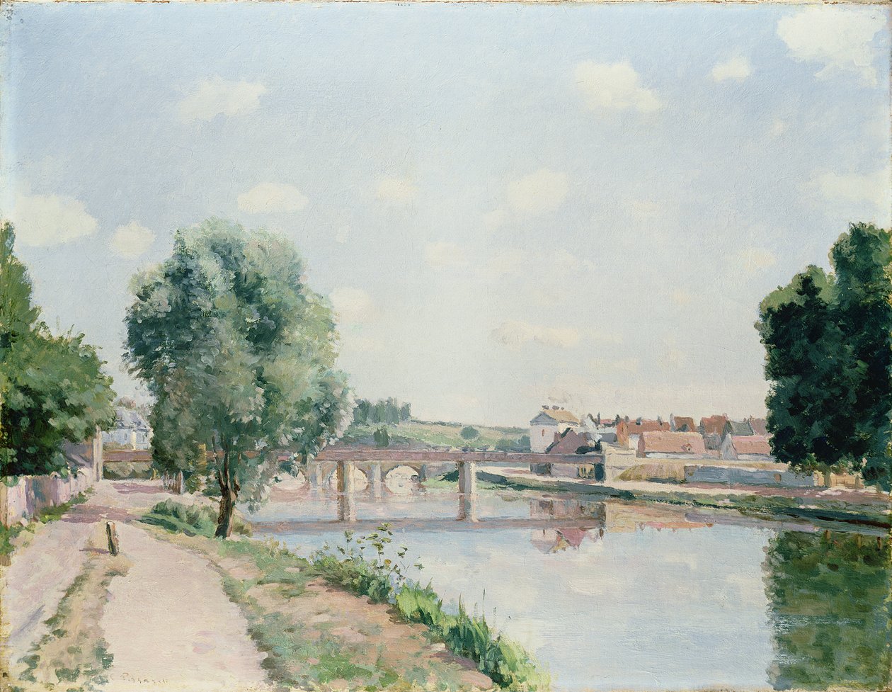 Die Eisenbahnbrücke, Pontoise von Camille Jacob Pissarro