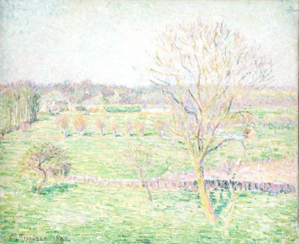 Ein Feld mit einem Walnussbaum im Frühling von Camille Jacob Pissarro