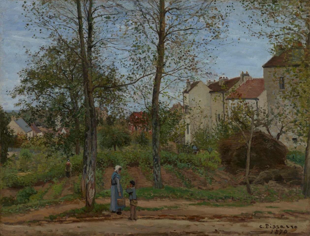 Häuser in Bougival von Camille Jacob Pissarro