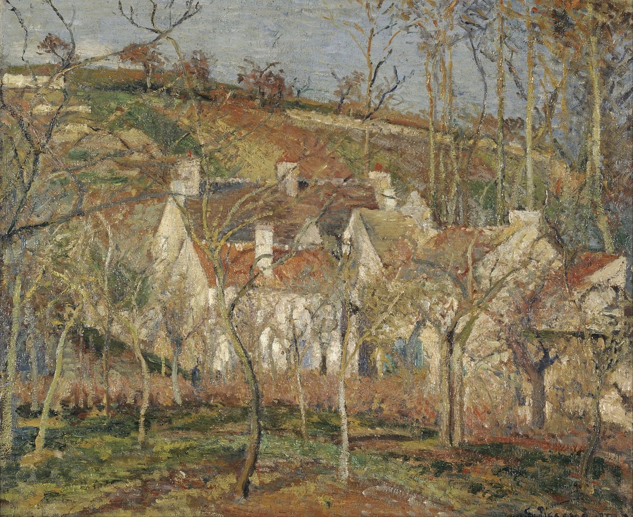 Die roten Dächer, Ecke des Dorfes, Wintereffekt von Camille Pissarro