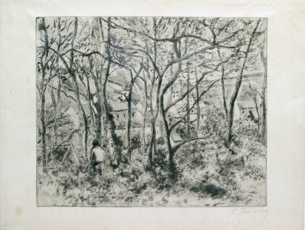 Landschaft unter Bäumen, in der Hermitage Pontoise, 1879 von Camille Pissarro