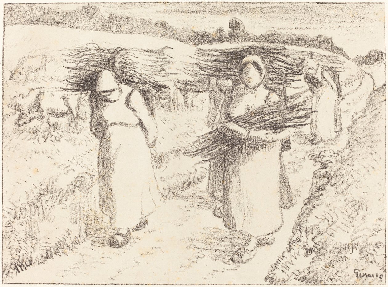 Bäuerinnen tragen Bündel Paysannes portant des fagots, 1896 von Camille Pissarro