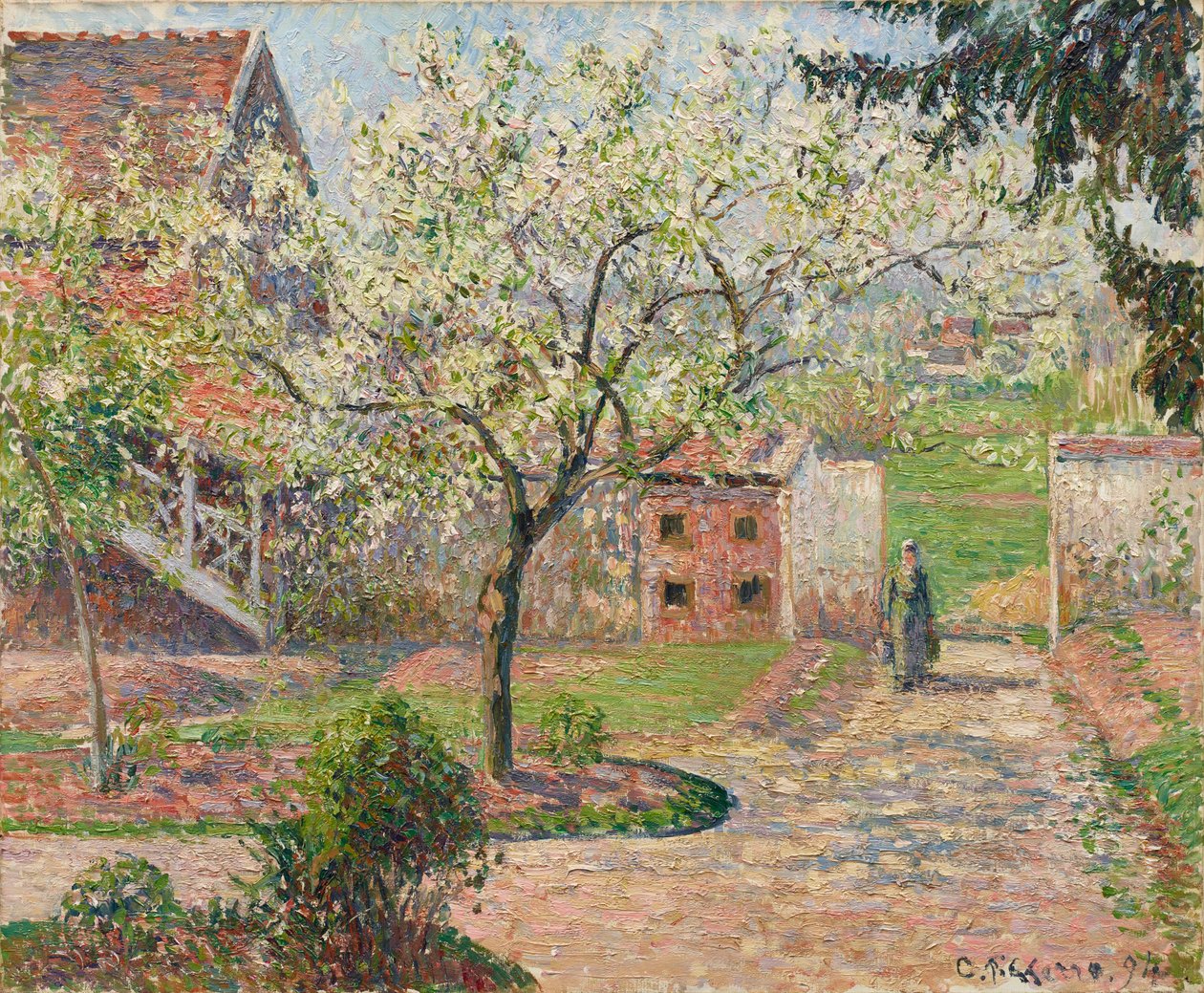 Blühende Pflaumenbäume, Éragny. Das Haus des Malers, 1894 von Camille Pissarro
