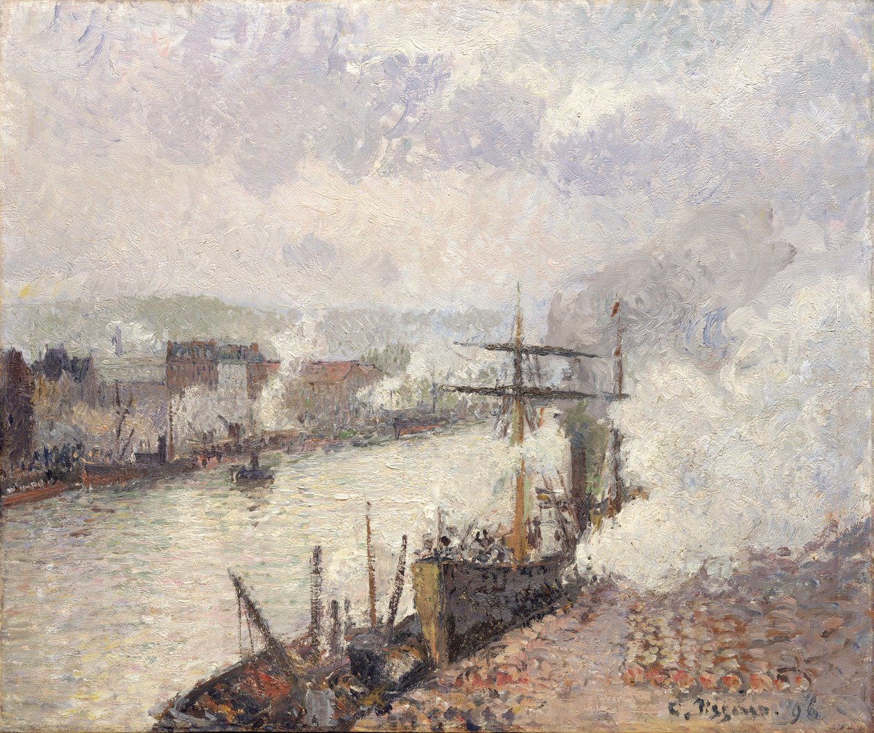 Dampfschiffe im Hafen von Rouen, 1896 von Camille Jacob Pissarro