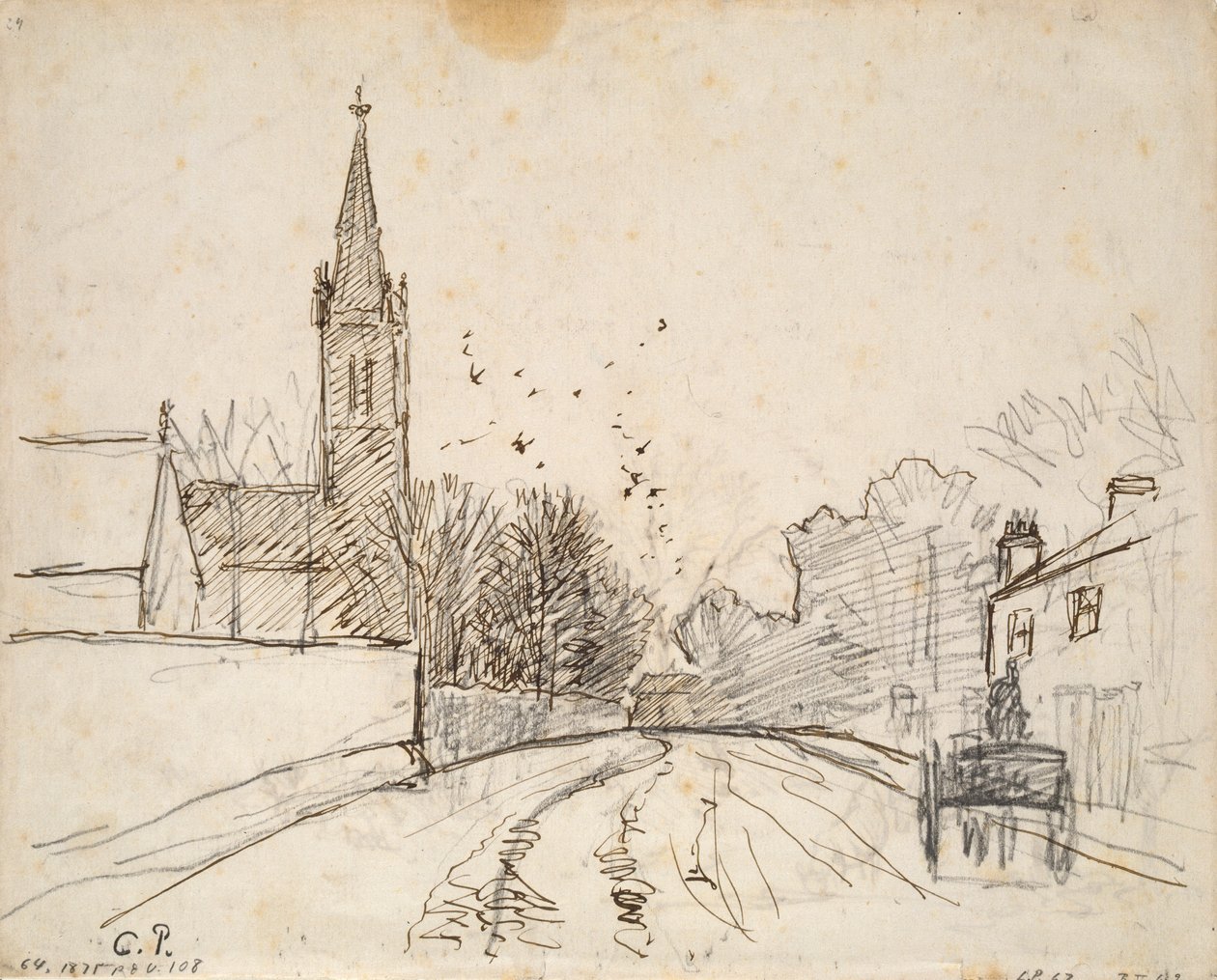 Studie von Upper Norwood, London, mit der All Saints Kirche, 1871 von Camille Pissarro