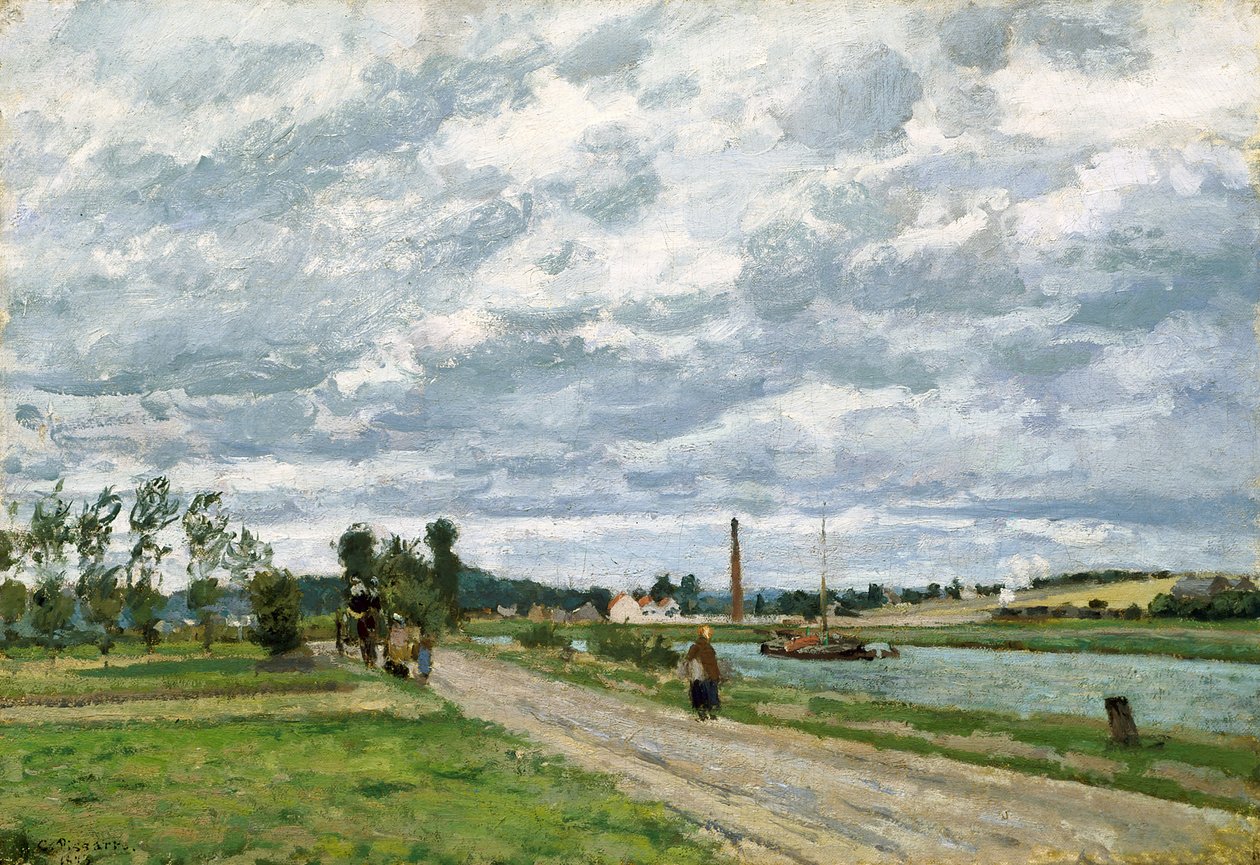 Die Ufer der Oise bei Pontoise von Camille Pissarro