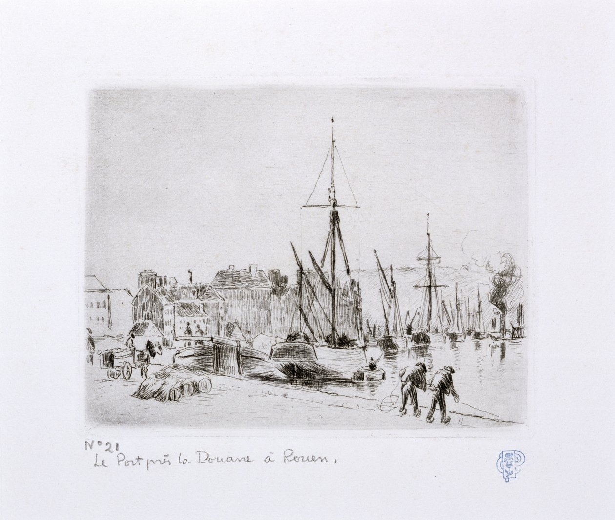 Der Hafen in der Nähe des Zollhauses in Rouen von Camille Jacob Pissarro