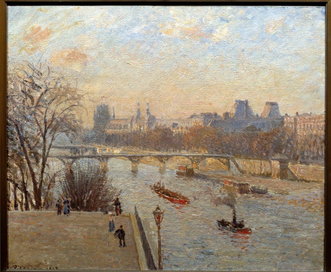 Der Louvre und die Pont des Arts in Paris (Gemälde von Camille Pissarro, 19. Jahrhundert) von Camille Jacob Pissarro