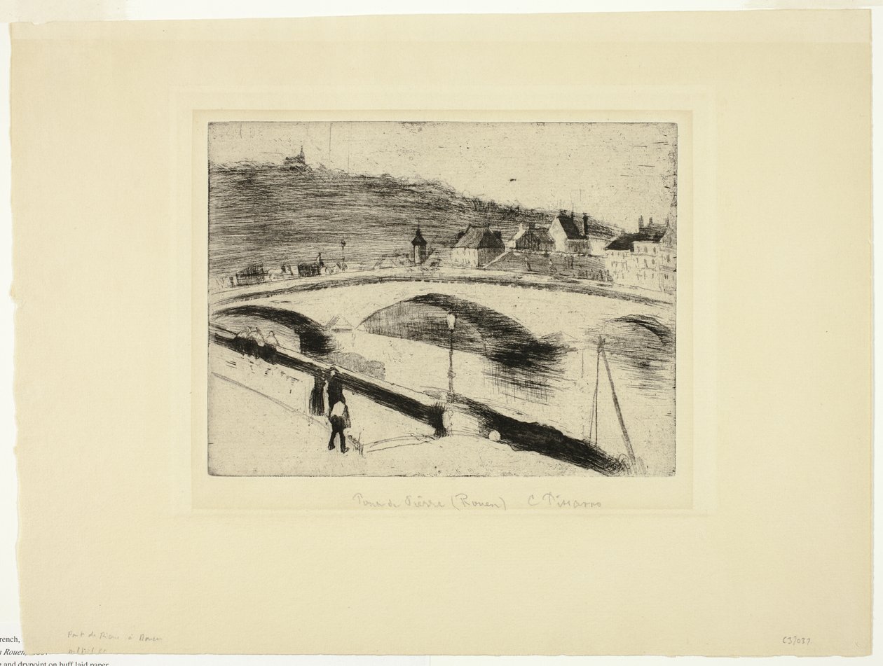 Die Steinbrücke in Rouen von Camille Pissarro