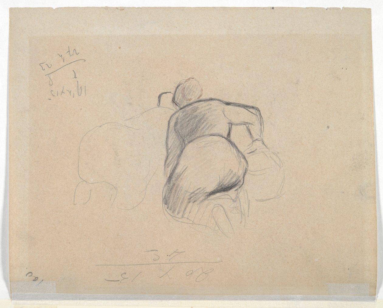 Kniende Frau (recto); Zwei kniende Bäuerinnen (verso) von Camille Pissarro
