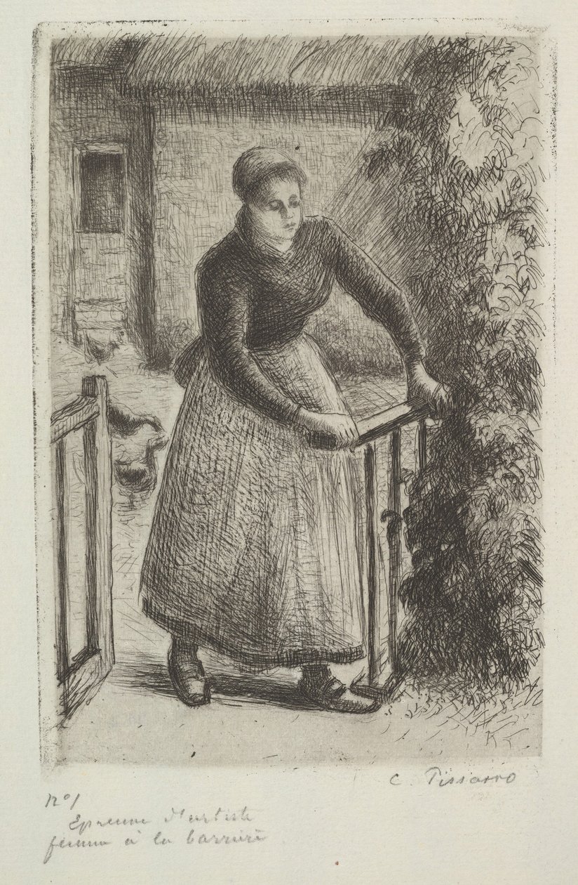 Frau am Tor, 1889 von Camille Jacob Pissarro