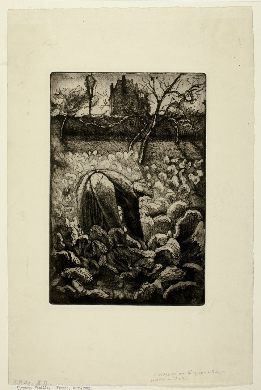 Frau im Küchengarten von Camille Pissarro