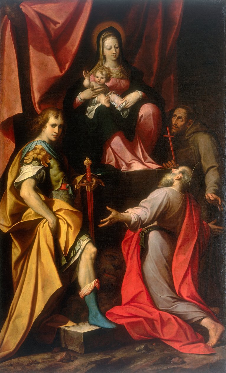 Madonna mit Kind und den Heiligen Vitale und Hieronymus, Werk von Camillo Procaccini, aufbewahrt in der Galleria Estense in Modena von Camillo Procaccini