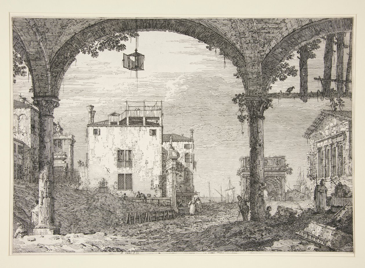 Le Portique à la lanterne, aus der Serie Vedute von Canaletto (Giovanni Antonio Canal)