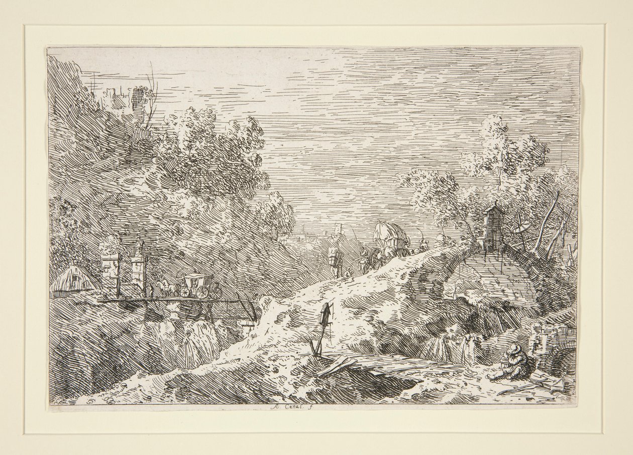 Gebirgslandschaft mit fünf Brücken, aus der Serie Vedute von Canaletto (Giovanni Antonio Canal)