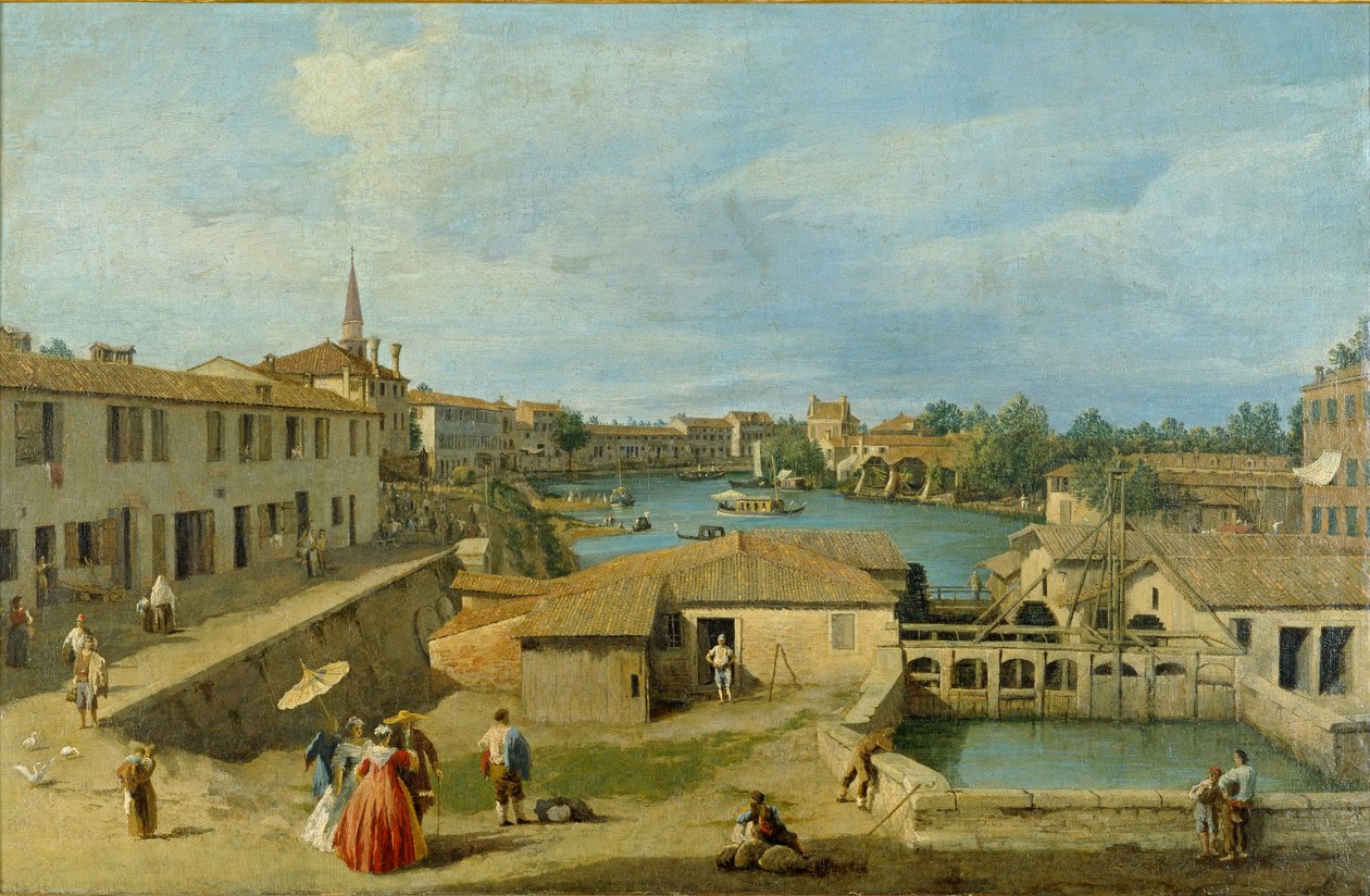 Ein Blick auf Dolo am Brenta-Kanal, ca. 1725-1729 von Canaletto