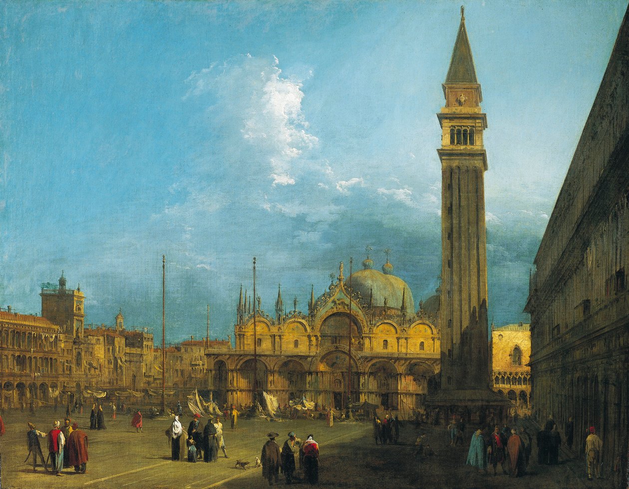 Canaletto - Markusplatz, Blick nach Osten zur Basilika und dem Campanile um 1723-4 von Canaletto