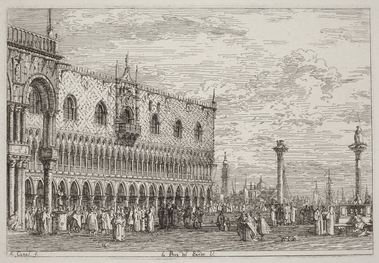 La Piera del Bando. V. [unten rechts] von Canaletto