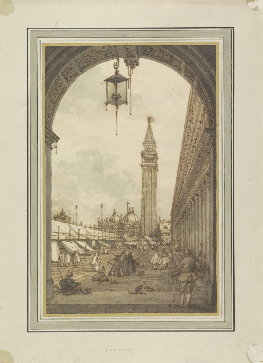 Piazza San Marco mit Campanile und San Marco in Venedig von Canaletto